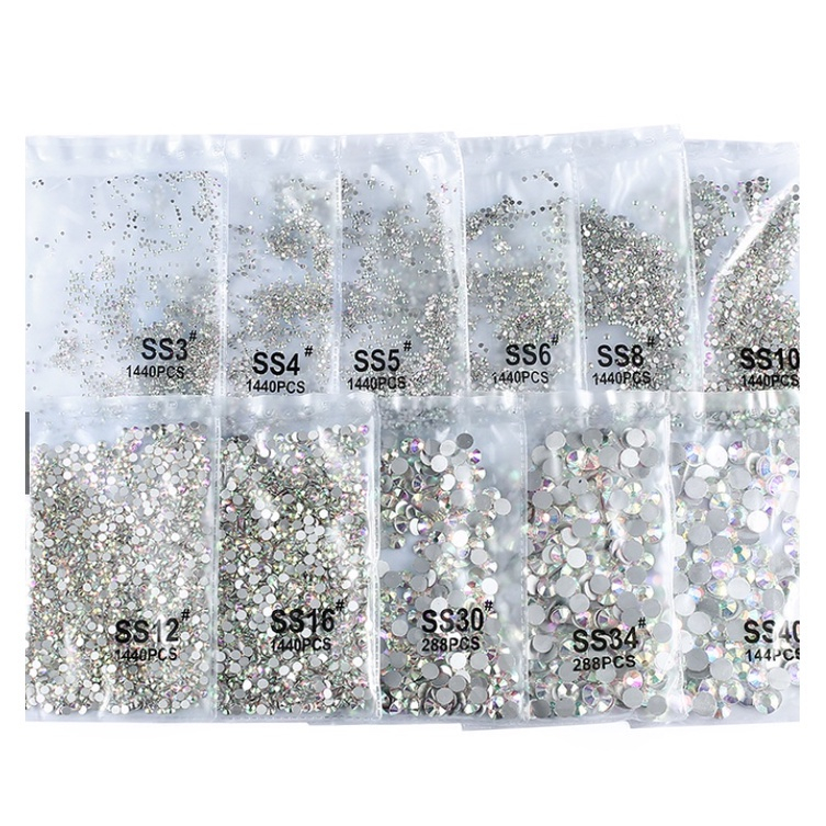 Pacote c/1440 unidades Strass Cristal Furta Cor Unhas e Artesanato