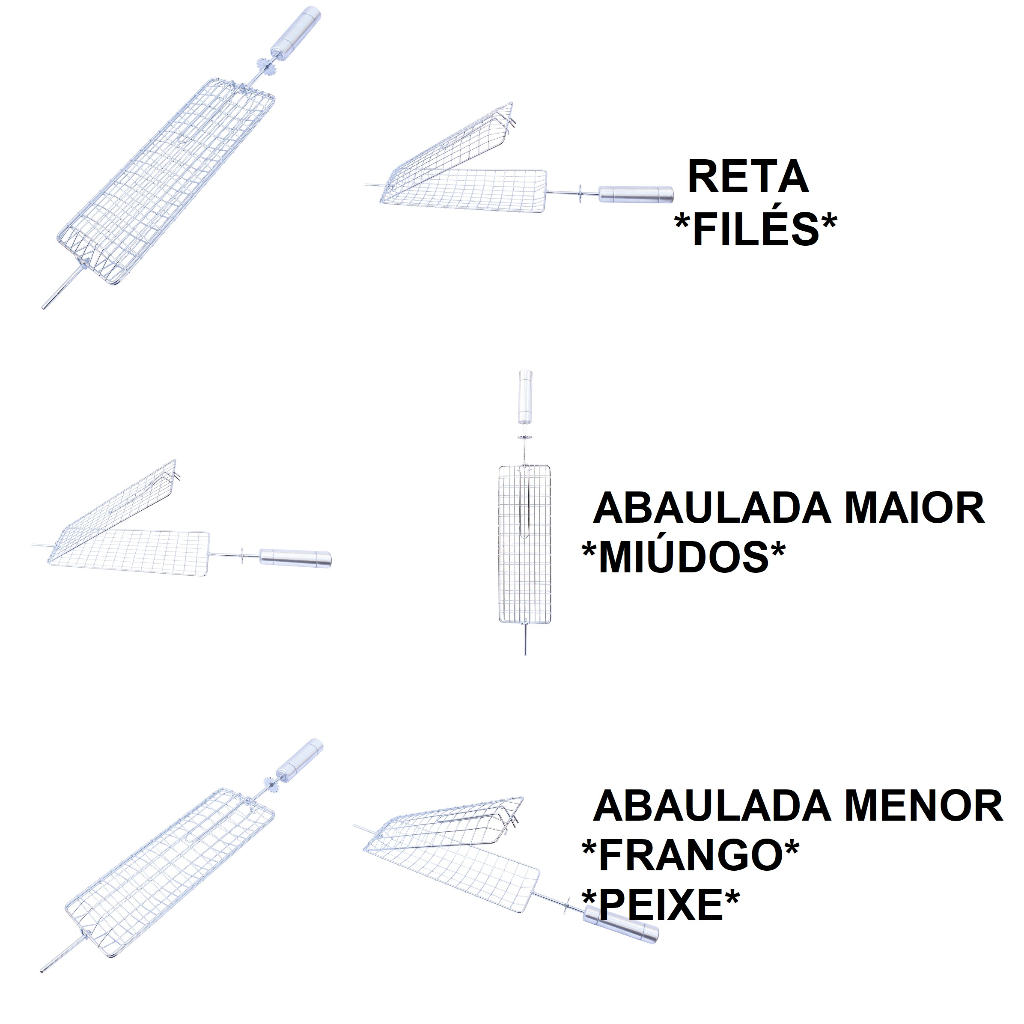 Espeto Grelha Para Churrasqueira Giratória Grill Ideal para Vários tipos de Cortes Miúdo Frango Filé