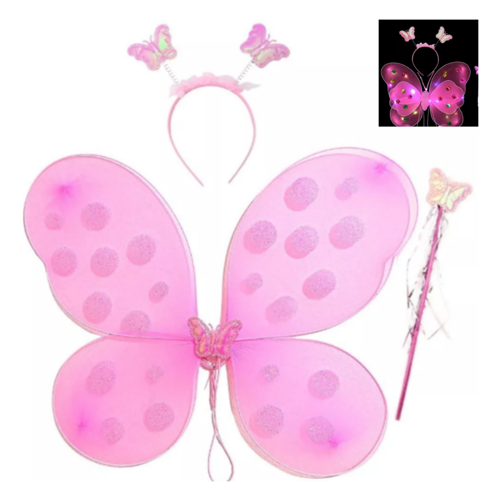 fantasia feminina infantil e adulta Asa Com LED Promoçao