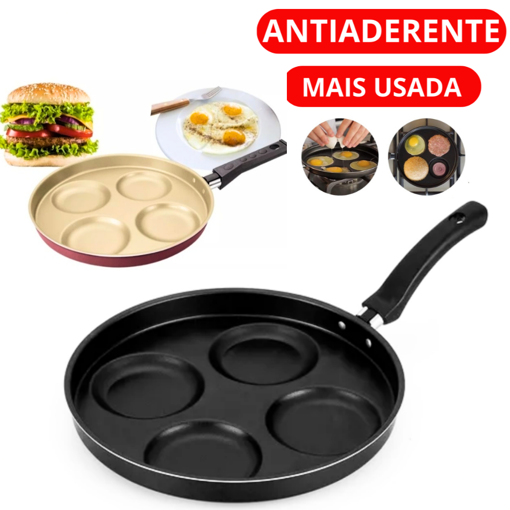 Frigideira 4 Ovos Hambúrguer Alumínio Antiaderente 28cm