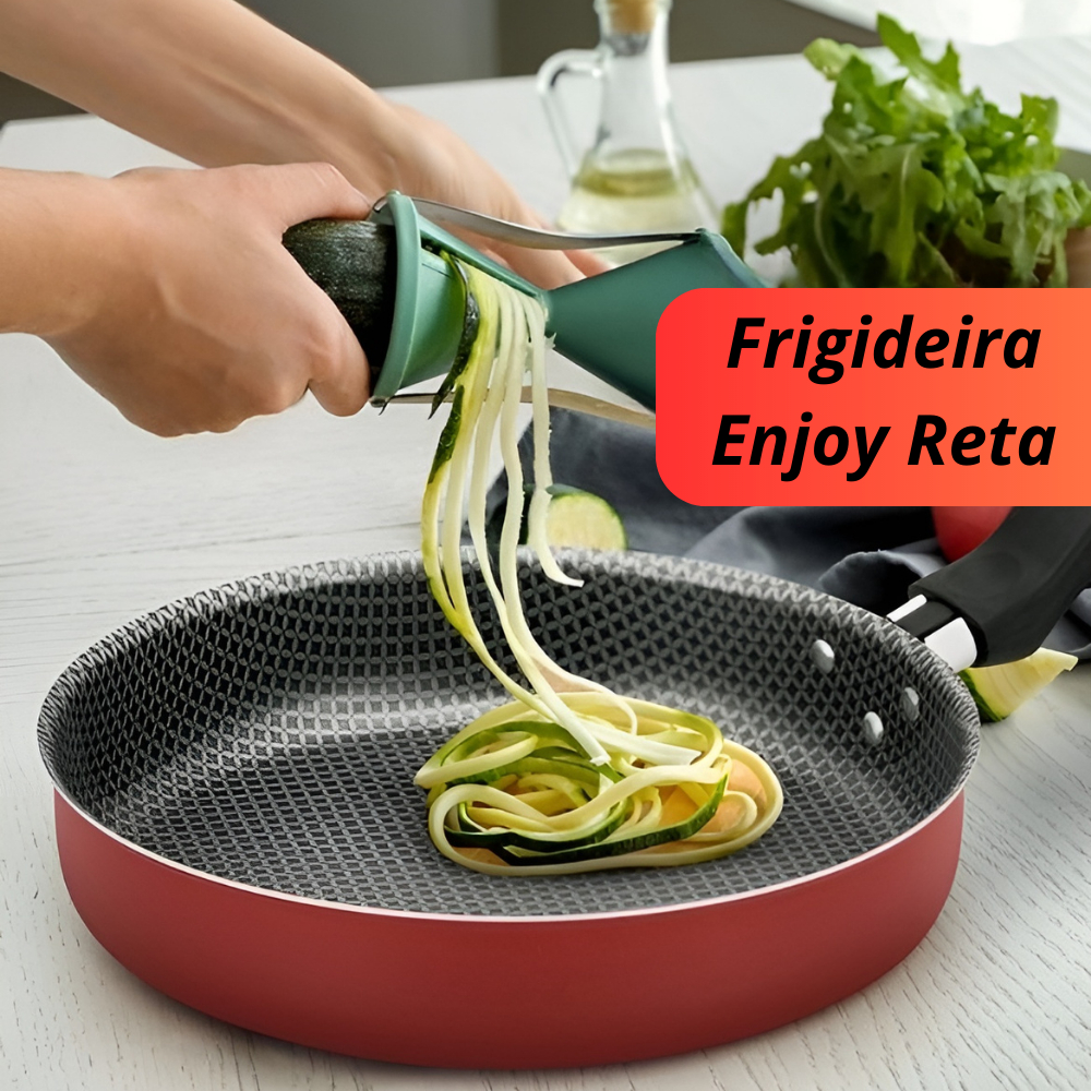 Frigideira Enjoy Reta 20cm Ou 24cm com Tampa de Vidro Cor Vermelha.