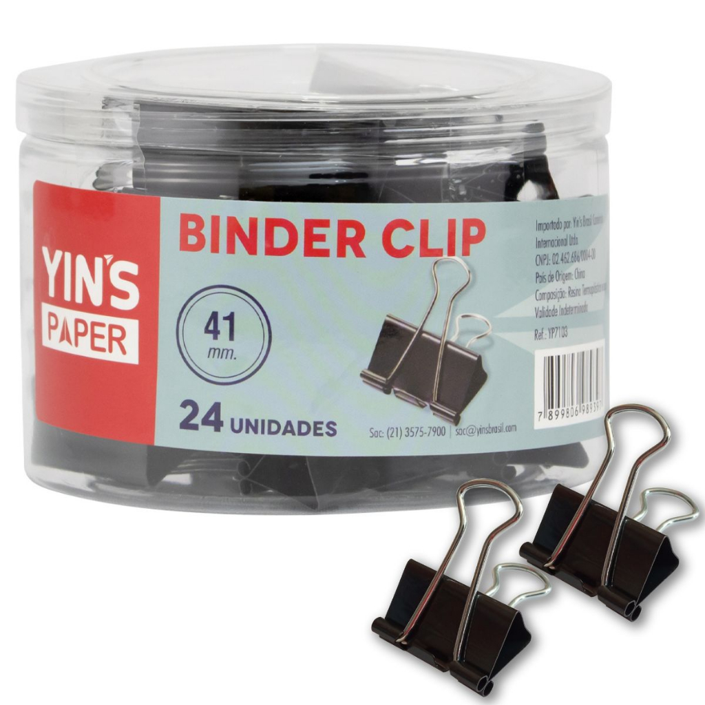 Prendedor De Papel Binder Clip 41 Mm Caixa Com 24 Unidades em Oferta na Shopee