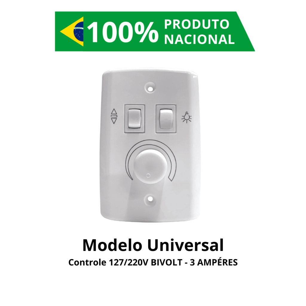 Controle Para Parede Ventilador Teto compatível com Arge Lâmpada 110V/127V ou 220V  - 50/60Hz