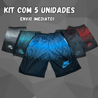 Kit com 5 Short Calção Bermuda Com Bolso Dry Fit Futebol Academia Treino Colorido Macio Leve Caminhada