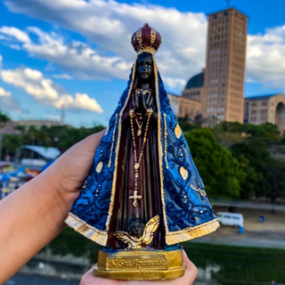 Imagem Nossa Senhora Aparecida Italiana 20cm Resina e Gesso - Imagem Original Católica