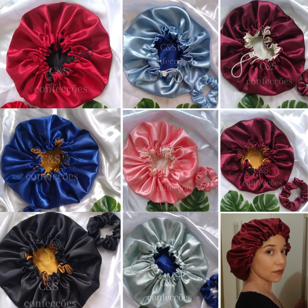 KIT ATACADO 18 TOUCAS DUPLA FACE ANTIFRIZZ em Oferta na Shopee