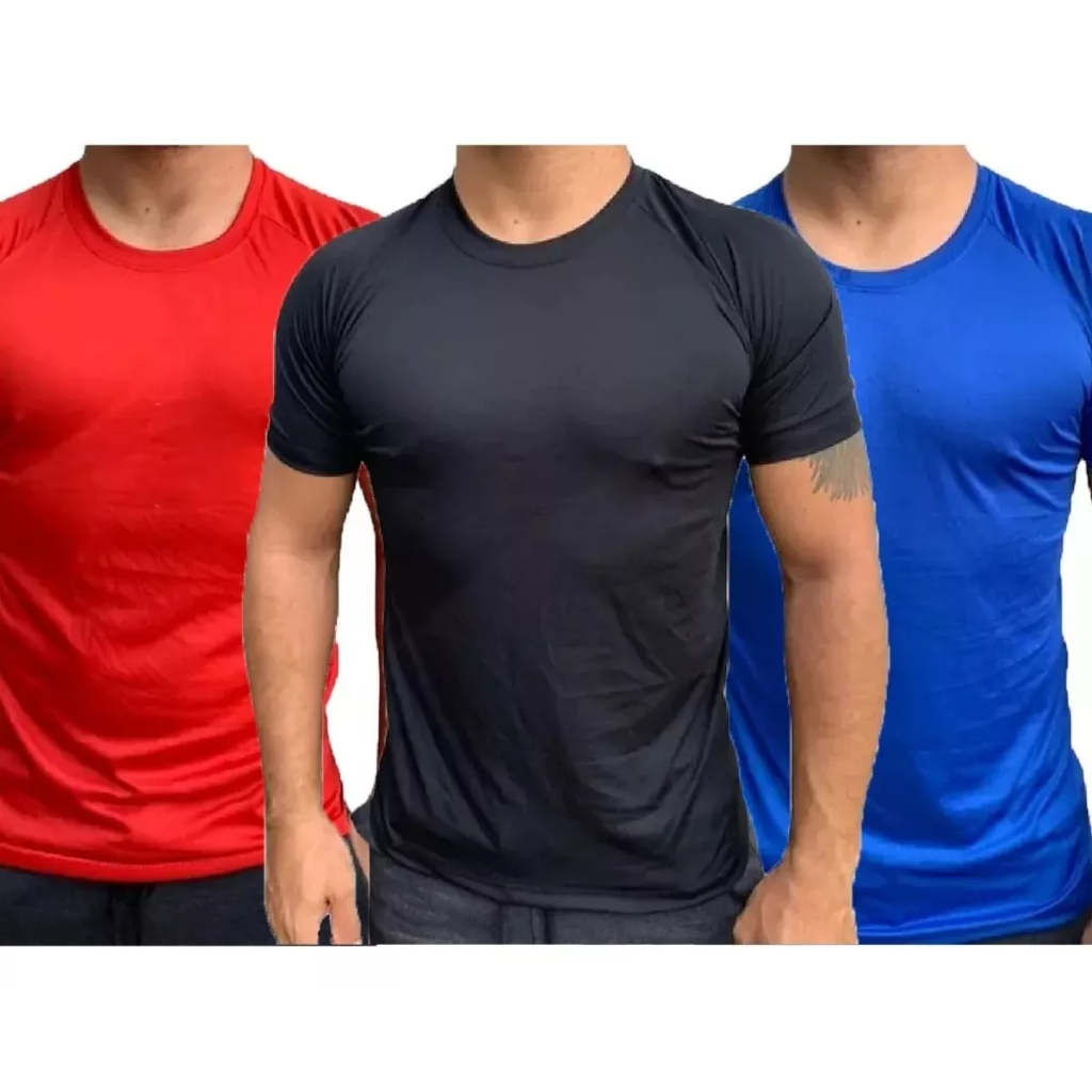 Kit 2 Camiseta Masculina Malha Fria Academia Treino Fitness Caminhada Corrida Esportes Verão