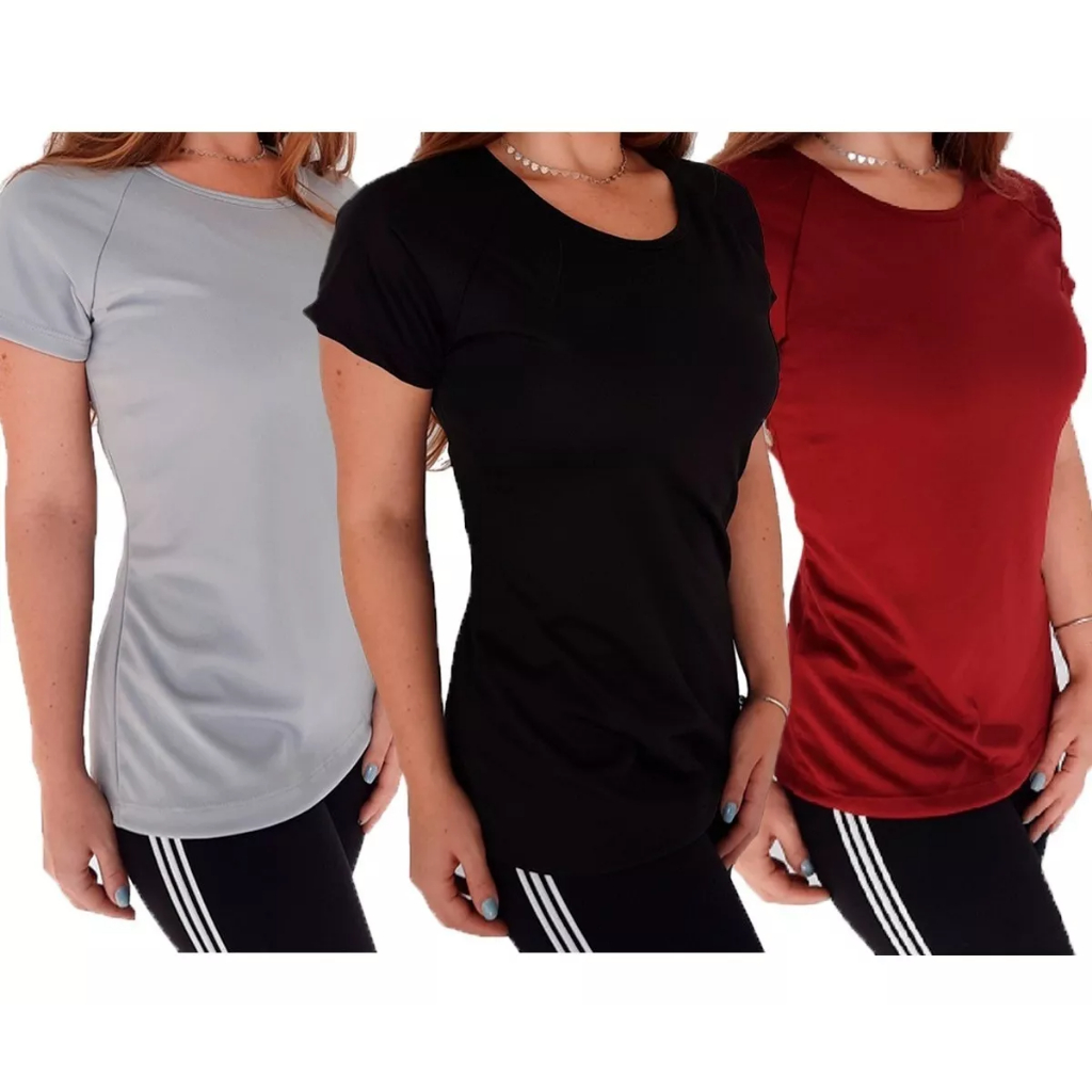 kit 4 Camiseta Feminina Blusa Academia Exercício Envio Rápido Academia Fitness Treino Corrida Esporte