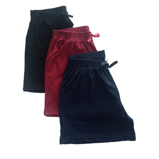 Short Plus Size malha canelada tendência Com Bolso