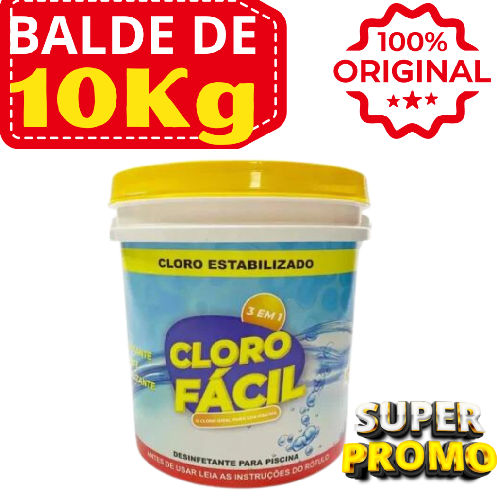 10KG - Cloro Para Piscina Ultraclor Fácil 3 Em 1 10kg Multi Função