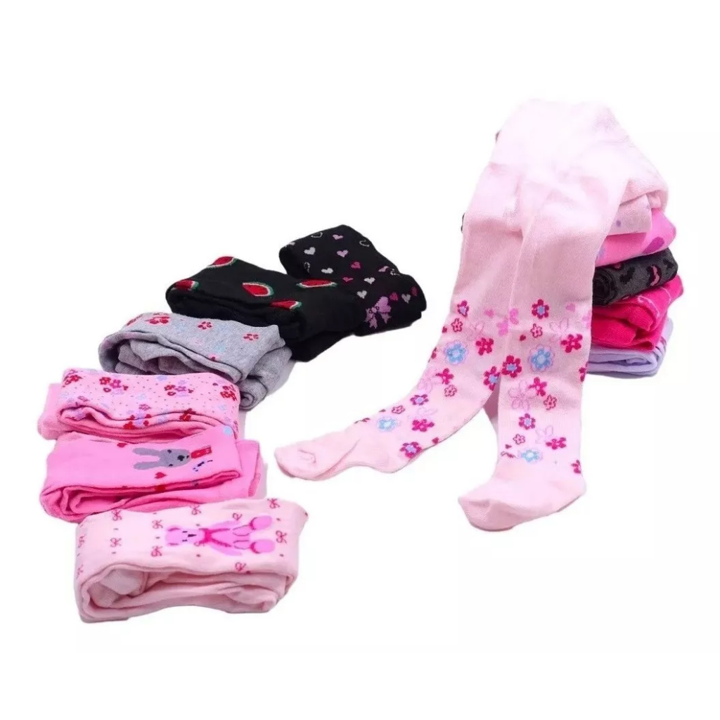 Kit 3 Meia Calça Criança Grossa Para Inverno Escola Fio 40 Infantil Menina Feminina Quentinha Estampas Sortidas