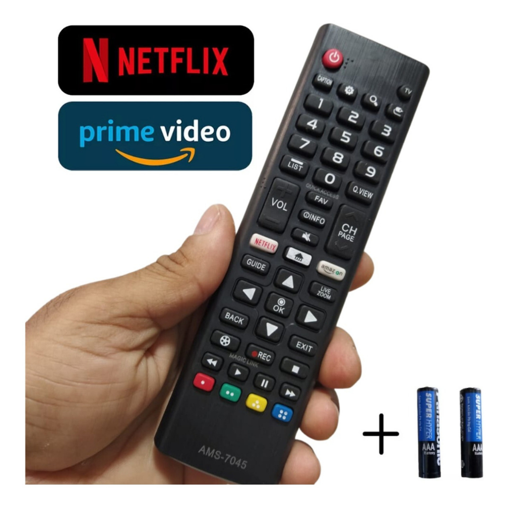 Controle Compatível Com LG Tv Smart 4k Led Lcd Plasma C/ Netflix Amazon + Pilhas LG 32/43/49/50/55/65 Universal