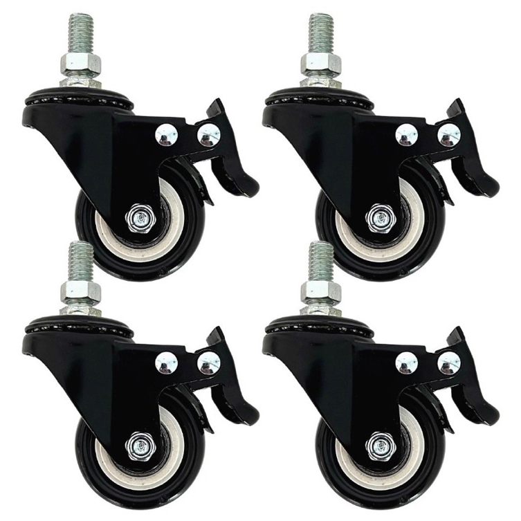 Kit 4 Rodízio 2 Polegadas Para Moveis Pesados Com Espiga Parafuso 10mm Trava Freio Super Resistente em Oferta na Shopee