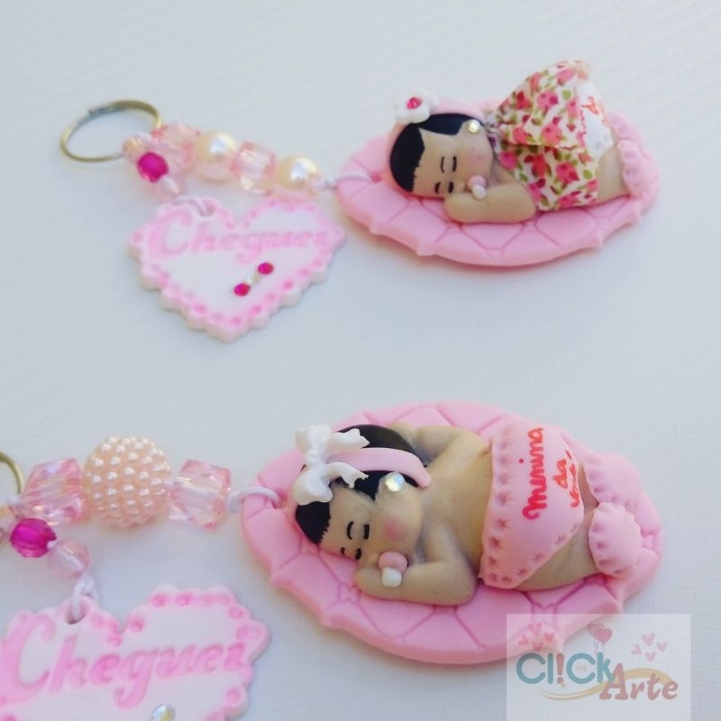 kit com 5 chaveiros  personalizados em biscuit, Lembrancinhas bebê nascimento, chá de fralda, festa , batizado