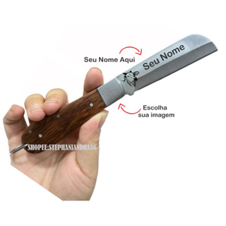 canivete cabo de madeira inox em Oferta na Shopee