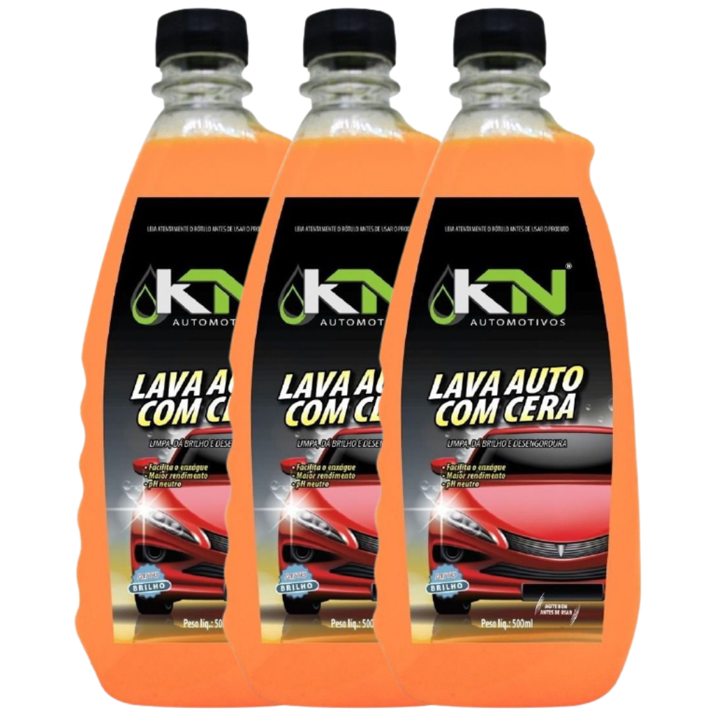 Shampoo Lava Auto Concentrado PH Neutro Com Cera Kit 3 Unidades KN Automotivos Select Pro