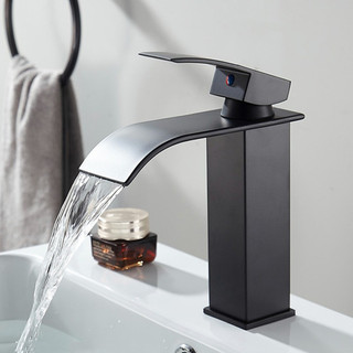 Torneira Quente e fria Monocomando Para Banheiro Lavabo cuba Cascata Preta Fosco Com mangueira Bica Baixa