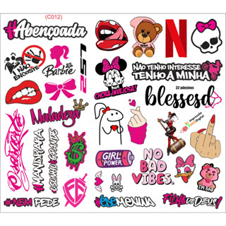 Adesivo Para Moto Bike Carro - Kit Adesivos Feminino Super Cartela (C012)