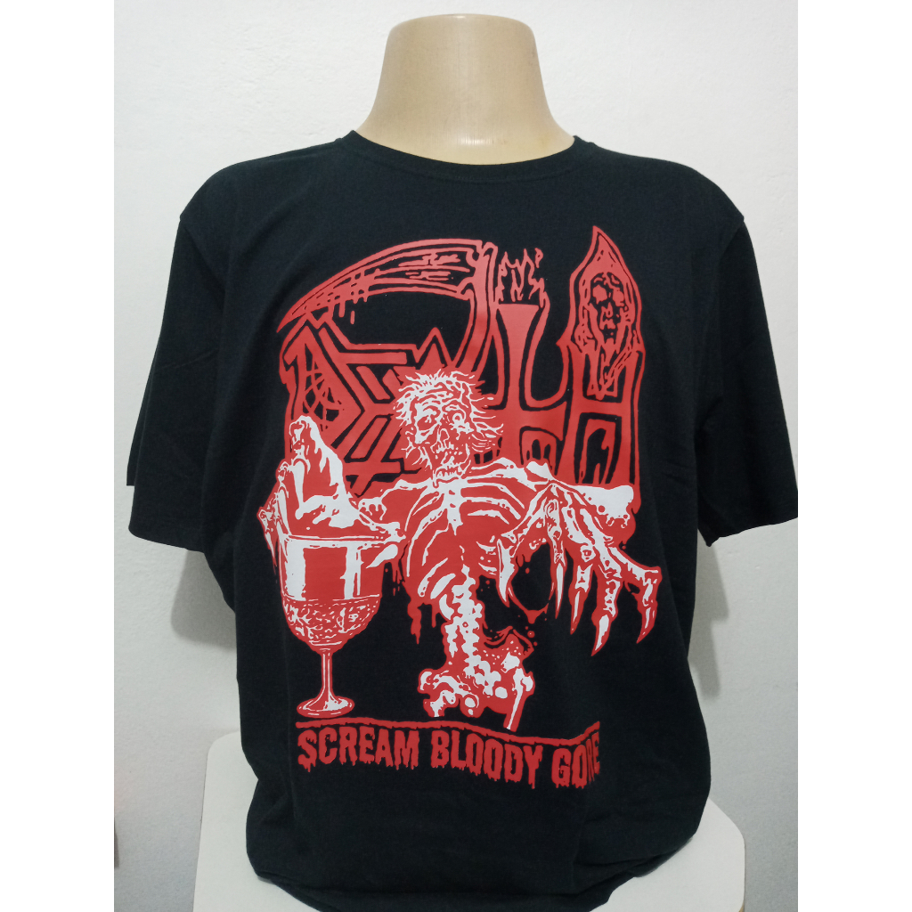 Camiseta Death Scream Bloody Gore Banda Death Metal Old School C/LOGO NAS COSTAS EXCLUSIVA
