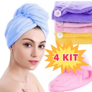 4 PcsToalha De Cabelo Banho, Toalha Grossa Mágica Para Secar Cabelo De Microfibra Grossa …