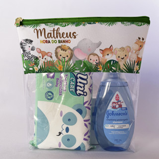 Necessaire Maternidade Higiene do Bebê Infantil Hora do Banho Animais Safari Baby Personalizado
