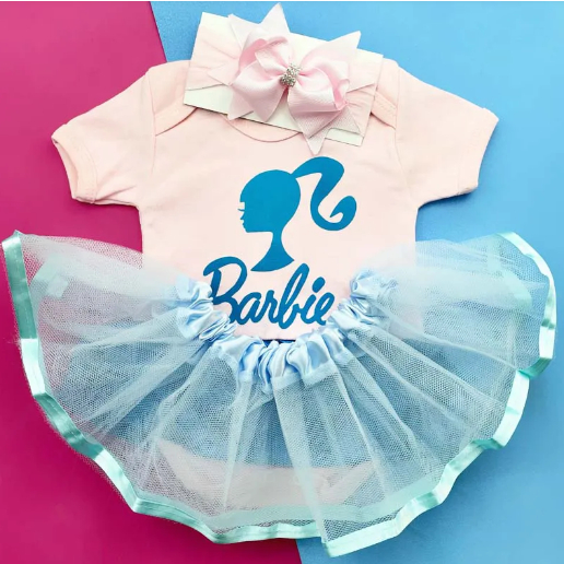 Body Temático  Mesversário Bebê Menina Boneca Barbie