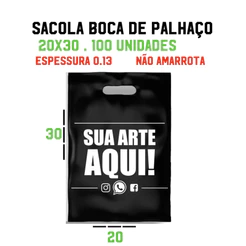 sacola alça vazada 20x30.100 unidades personalizada.