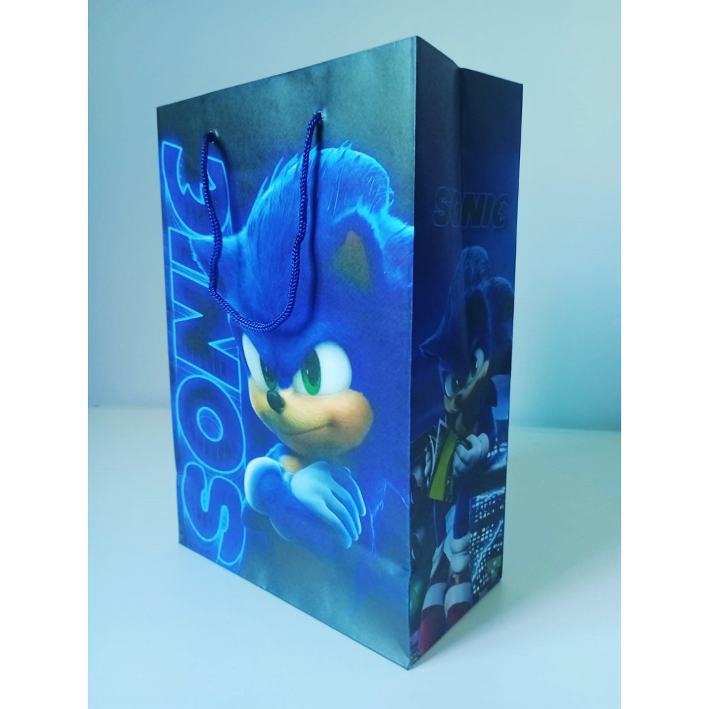 10/20/30 unidades sacolas de papel tema Sonic, as sacolas ja vão prontas para uso! em Oferta na Shopee