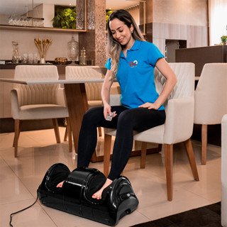 Aparelho de Massagem Para os Pes Pernas Panturrilha Bivolt Preto Foot Massager com Pomada Massageadora Relaxante