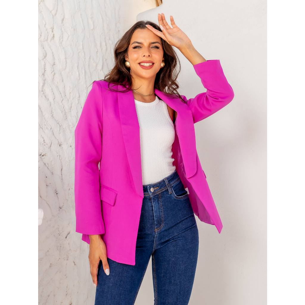 Blazer Feminino Premium de Alfaiataria com Forro Moderno Colors Elegante Casual Moda Trend