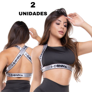 Kit 2 Top Feminino Academia Trançado Fitness Exercício Cross Fit Training