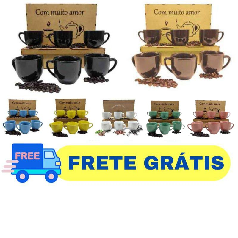 Jogo De Xícaras Para Café - Xícaras Para Café Chá 170ml Caixa Em Mdf Decorada Envio Full