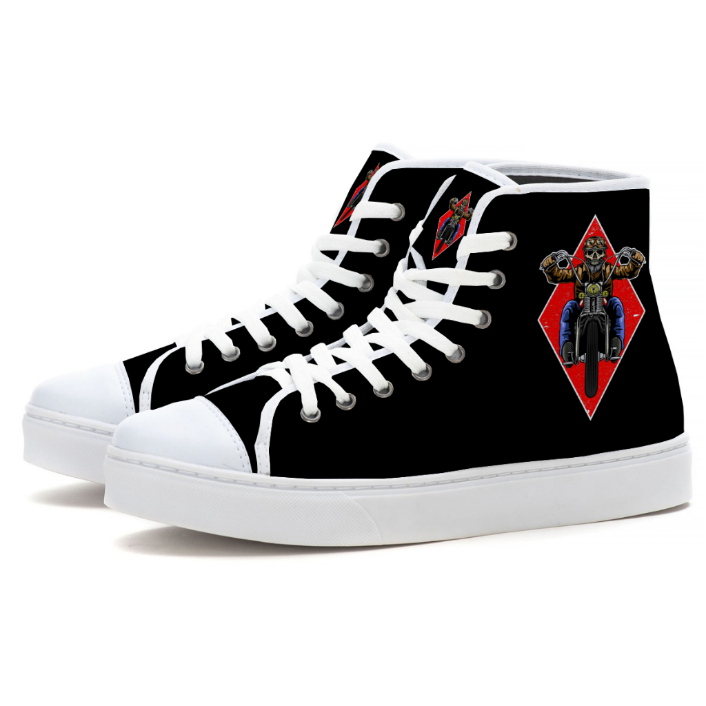 Tênis Cano Alto Justiceiro Caveira Moda Rock Motocicleta