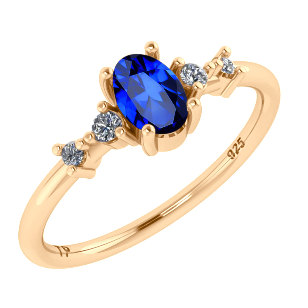 Anel London De Prata 925 Dourada Ouro 18k - Safira em Oferta na Shopee