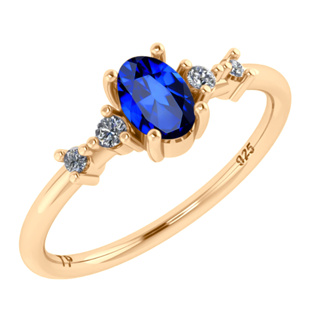 Anel London De Prata 925 Dourada Ouro 18k - Safira em Oferta na Shopee