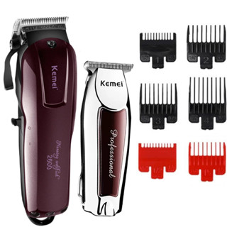 Kit Barbeiro Maquina Corte Profissional Kemei 2600 + Km9163 Maquina Cortar Cabelo