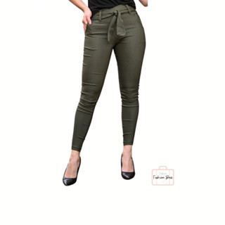 Calça Social Feminina Bengaline Clochard Cinto Laço Cintura Alta 2 Bolsos Lycra