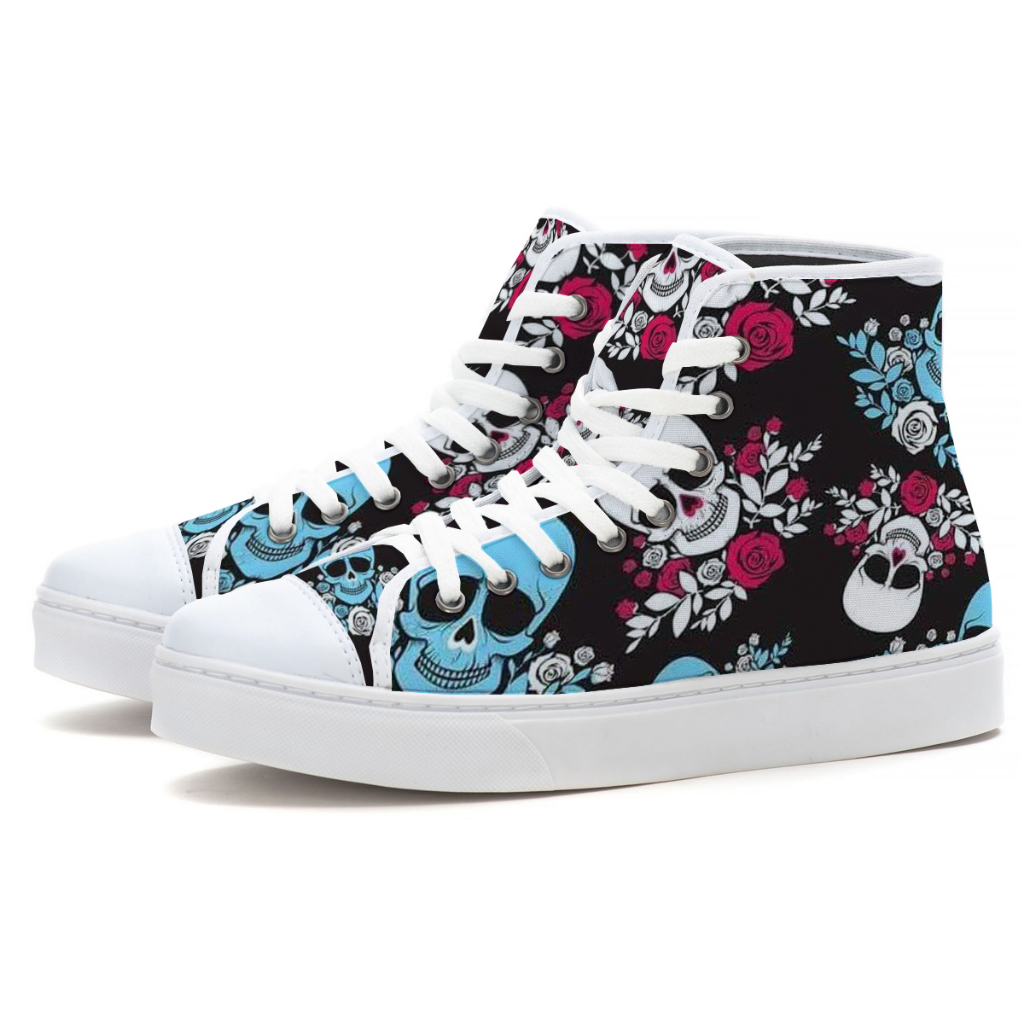 Tênis Cano Alto Moda Rock Caveira Tênis Urbano Envio Top