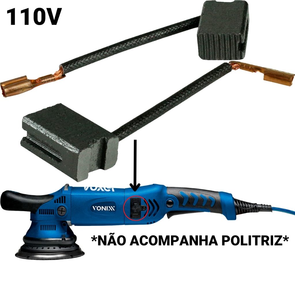 Par de Escovas Carvão Politriz Roto-Orbital 110V Vonixx