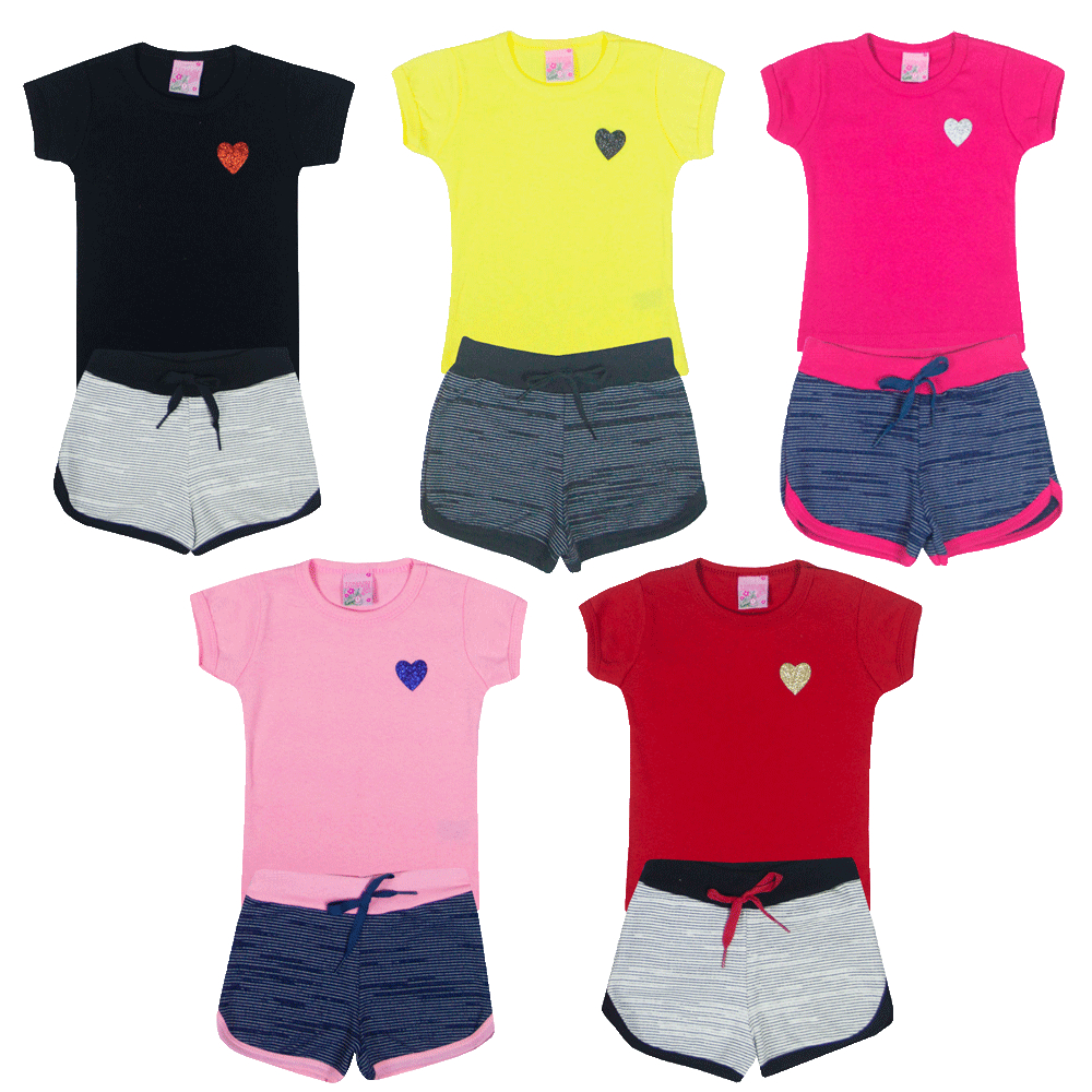 Conjunto Infantil Menina Blusa e Shorts - Conjuntos de Roupa Menina Infantil Promoção Verão