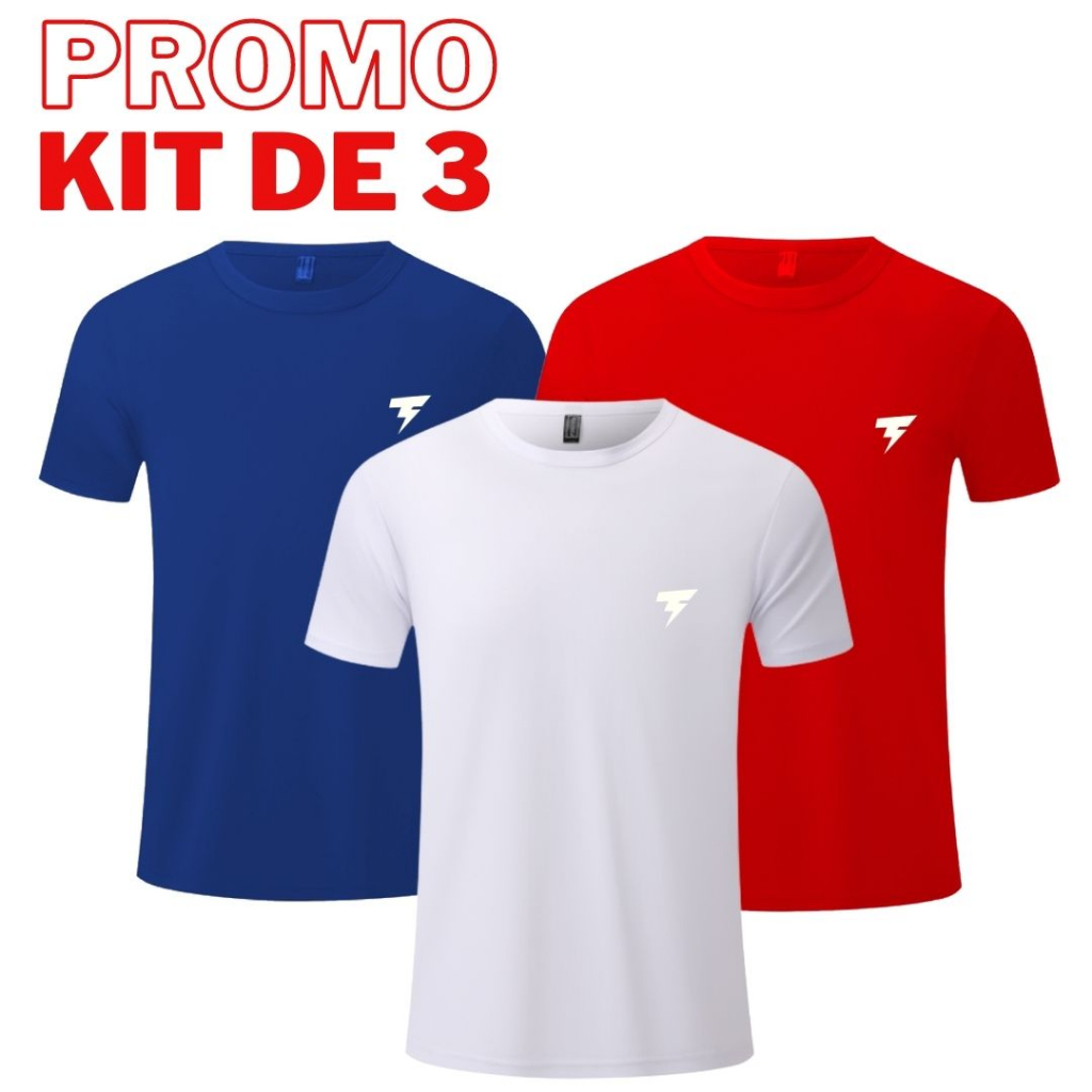 Kit 3 Camiseta Masculina Símbolo Refletivo com Proteção Térmica UV Camisa Malha Fria Academia Treino