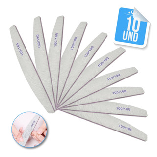 Kit 10 Lixas Lavável 100/180 - Unhas Acrygel Porcelana Fibra