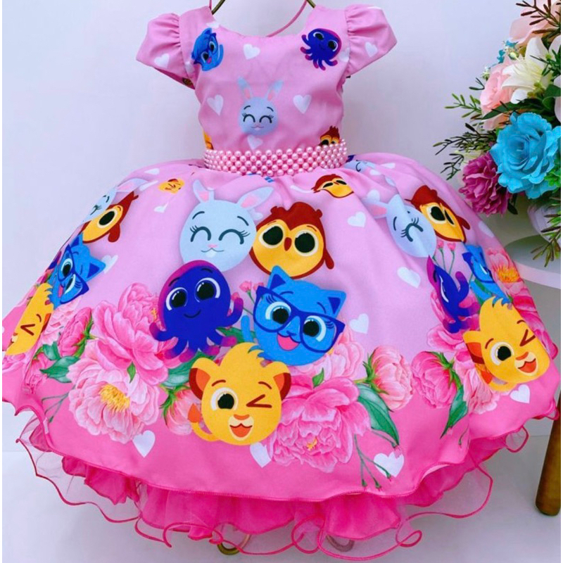 Vestido De Festa Infantil Aniversário Bolofofo Luxo Tiara Luxo em Oferta na Shopee