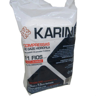 COMPRESSA DE GAZE KARINA - 11 FIOS - 500 UN