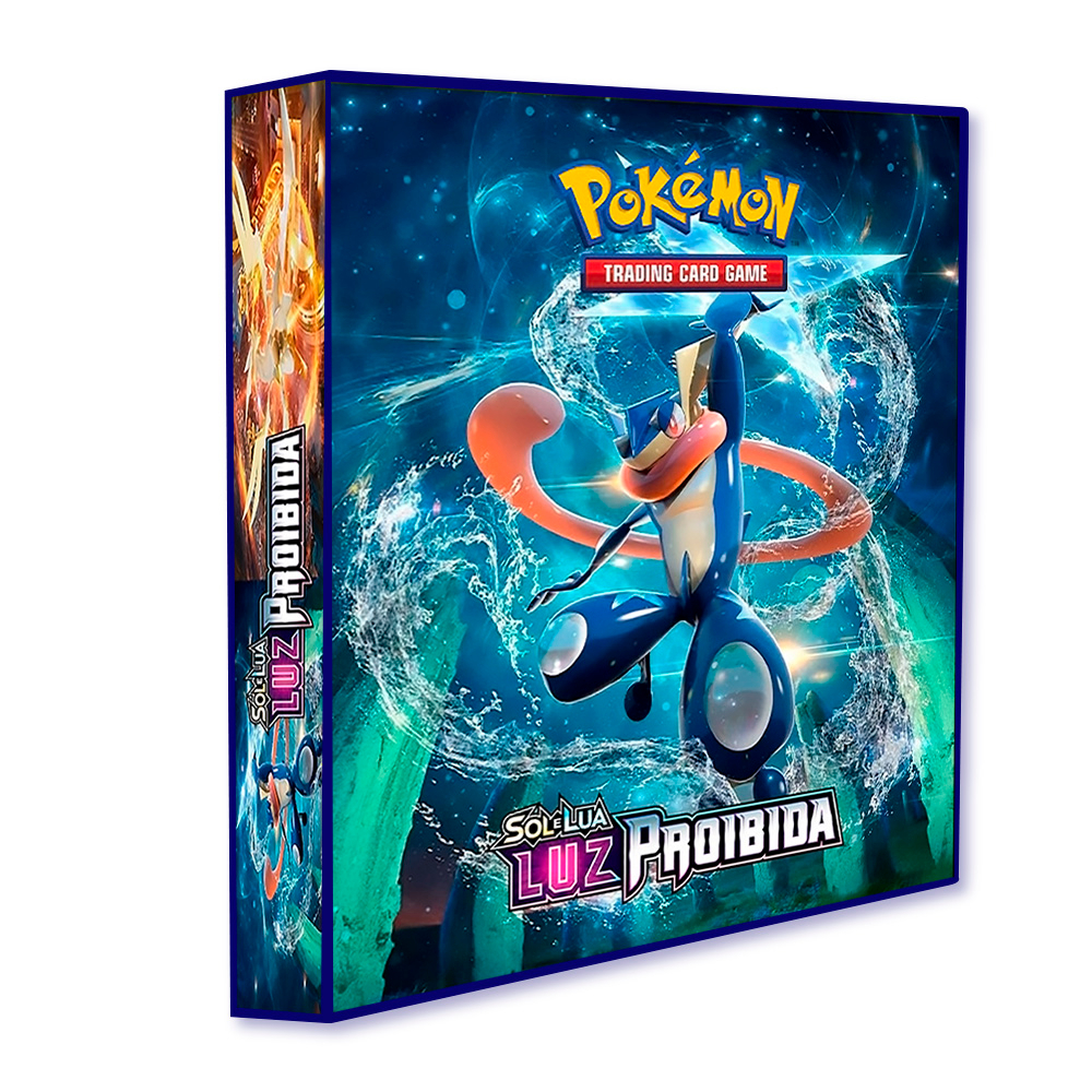 Álbum Pasta Fichário Pokémon Sol e Lua Luz Proibida Capa Dura Reforçado para Colecionar Cards Cartas
