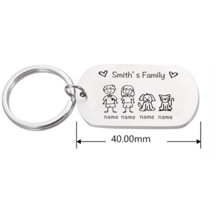 Chaveiro Aço Inox Dog Tag Personalizado a LASER Desenhos de Família em Oferta na Shopee
