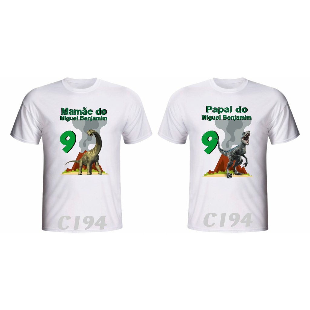Kit 2 Camisetas tema Dinossauro e Dinossauro baby para aniversário ou só com a imagem