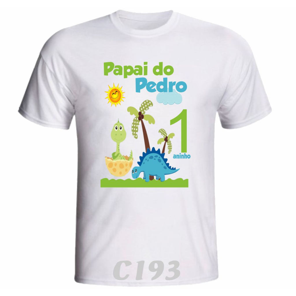 Camiseta tema Dinossauro e Dinossauro baby para aniversário ou só com a imagem