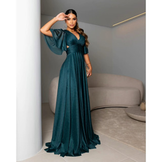 Vestido Laila Longo de Festa para Formandas Madrinhas em brilho