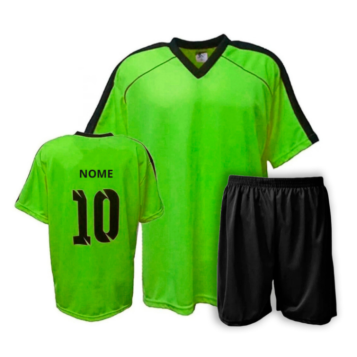 Kit Jogo de 5 Camisa Numeradas e com Nome + 5 Calção Uniforme Futebol